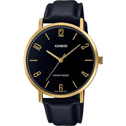 Casio Ανδρικό Ρολόι με Χρυσό Δερμάτινο Λουράκι MTP-VT01GL-1B2UDF