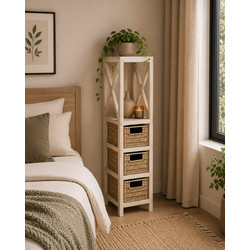 MRSHome Έπιπλο Mdf Με 1 Ράφι Και 3 Συρτάρια Μπεζ 17X24X82Cm Mrshome
