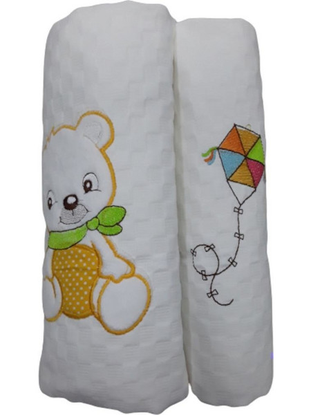 Beboulino Bear Κουβέρτα Κούνιας Πικέ 117x145 Λευκή