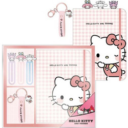 Sanrio - Σημειωματάριο Hello Kitty Σετ με Μπρελόκ και Συνδετήρες