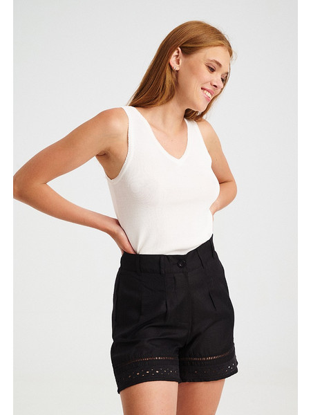 Ψηλόμεσο Σορτς με Δαντελένια Τρέσα NEMEA SHORTS