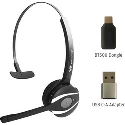 Headset VBet VT9200 (VT9200 BT Mono + BT50U Dongle + Type A adapter) - USB, Type-C, Bluetooth, Microsoft Teams Certified - Black VBE-00049