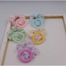 Παιδικό Σετ Scrunchie και Ελλατήριο Διάφορα Χρώματα - 1 τμχ (XA-0658)