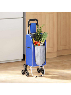 vidaXL Καρότσι Αγορών 39,5x33x93 εκ Ύφασμα Oxford - Μπλε