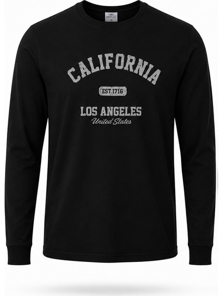 DISPLAY Ανδρική Μπλούζα Μακρυμάνικη Casual California Βαμβακερή ΤΕ316-02 Μαύρο