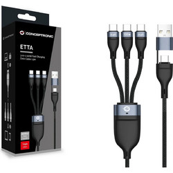 Conceptronic Regular USB to Type-C Cable 5A Μαύρο 1.5m ETTA06B15C