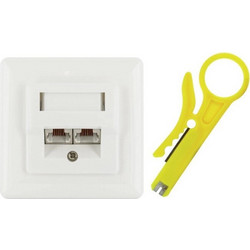 Schwaiger Διπλή Πρίζα Δικτύου RJ45 με Πλαίσιο Τύπου Cat6 σε Λευκό Χρώμα TDU2628532 TDU2628532