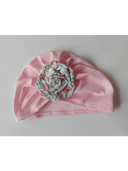 Bonjour Bebe Χειροποίητo Τουρμπάνι Κλειστό Ροζ Floral Kart006closeturbans