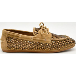 Loafers Γυναικεία Lodi σε διάτρητο σουέτ καφέ δέρμα και διακοσμητικές πέτρες A-EMI-C1