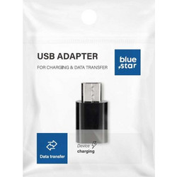 Blue Star Micro USB Adapter - Μετατροπέας από Type-C Θηλυκό σε Micro USB Αρσενικό σε Μαύρο Χρώμα