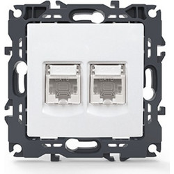 PRIME ΠΡΙΖΑ ΔΙΚΤΥΟΥ ΛΕΥΚΗ 2XRJ45 ΜΕ ΒΥΣΜΑ CAT6 UTP IP20 / 1000113301