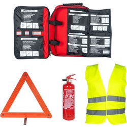 Mobiak Care 0141389 Σετ Ασφαλείας Αυτοκινήτου με Φαρμακείο Πυροσβεστήρα Τρίγωνο & Γιλέκο DIN 13164:2022