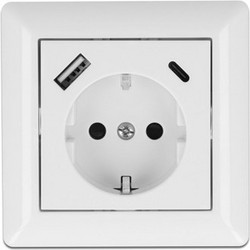 DELOCK DELOCK πρίζα τοίχου 11489 με θύρες φόρτισης USB & USB Type-C 3.4A, λευκή