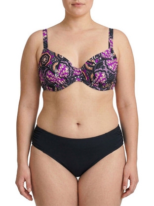 Plus size γυναικείο μαγιό bikini με μπανέλα και FlexFit Cups Ethnic μαύρο