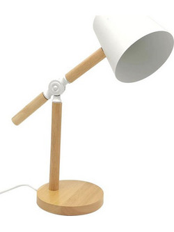 Φωτιστικό Γραφείου LED PINOCCHIO E27 40W IP20 με Ξύλινη Βάση & Ρυθμιζόμενο Βραχίονα Φ13x12.5x15 Λευκό Σώμα 5301650 VITO