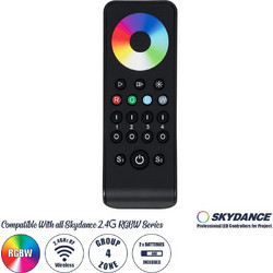 GloboStar 71563 RS4 SKYDANCE Ασύρματο Χειριστήριο Αφής RF 2.4Ghz 4 Group για όλα τα RGB/RGBW SKYDANCE Controller DC 3V 2 x AAA - IP20 Μαύρο Μ14 x Π5 x Υ1.9cm - 5 Years Warranty