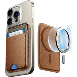 Premium Wallet Boost MagSafe (2K63802) - Smart 4 Cards Storage, Made from Artificial Leather - Caramel Brown (4894240241226)