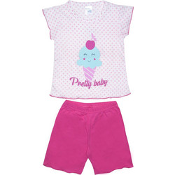 Pretty Baby Ice Cream Παιδική Πιτζάμα Βαμβακερή Καλοκαιρινή Λευκή Φούξια 65525