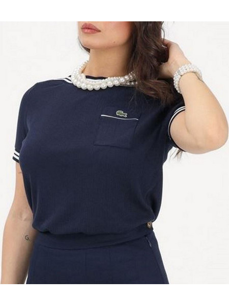LACOSTE WOMEN S FRENCH MADE SHORT SLEEVE T-SHIRT BLUE
