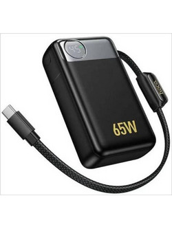 Hoco Q53 Skillful Power Bank 12000mAh 65W με Ενσωματωμένο Καλώδιο USB-C Quick Charge 3.0 & Power Delivery Black