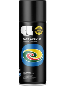 Cosmos Fast Acrylic Σπρέι Βαφής Black RAL9005 Gloss 400ml