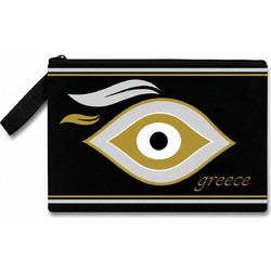 Νεσεσέρ υφασμάτινο με ασημί Greek Evil Eye σε μαύρο χρώμα 30x20cm