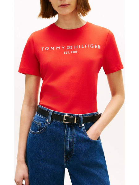 TOMMY HILFIGER REG CORP LOGO C-NK SS WW0WW40276-SNE Red