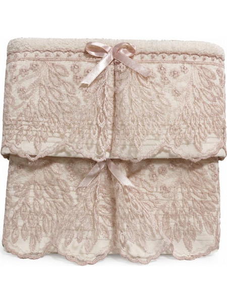 Σετ Πετσέτες 2 Τεμαχίων Cosmin Lace White+Pink