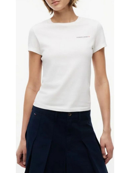 TOMMY JEANS TJW SLIM ESS LOGO 1 SS TEE EXT DW0DW23479-YBL White