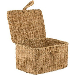 Estia Καλάθι Οργάνωσης - Αποθήκευσης Ψάθινο Nerina 25x14x15cm Με Καπάκι Φυσικό 02-41670