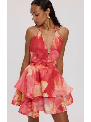 Ciel Concept Sunkissed Mini Φόρεμα Floral Κοραλί
