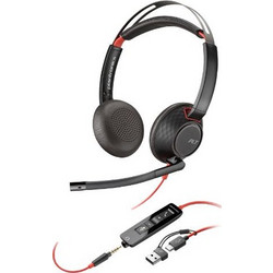 Poly Blackwire 5220 Stereo USB-C Headset +3.5mm Plug +USB-C/A Adapter - 93S88AA