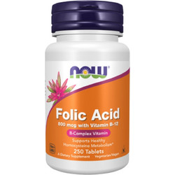 Now Foods Folic Acid 800mcg 250 Ταμπλέτες
