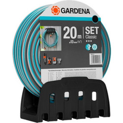 Σετ Λάστιχο Ποτίσματος Gardena Classic 1/2" με Βάση και Συνδέσμους 20m Grey/Blue 18005-50