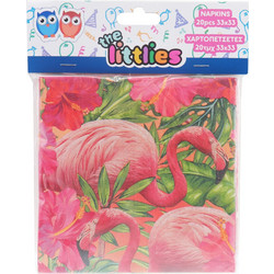 Χαρτοπετσέτες Πάρτυ The littlies Φλαμίνγκο 33x33 εκ. 20 Τμχ