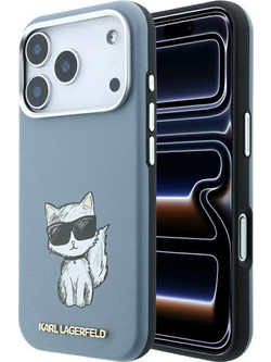 Karl Lagerfeld Smooth Choupette Sketch MagSafe Back Cover Light Blue (iPhone 18 Pro / 17 Pro)