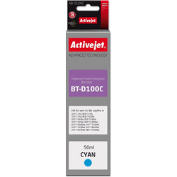 Activejet AB-D100C Ink cartridge for Brother printers, replacement for Brother BT-D100C Supreme 50 ml cyan