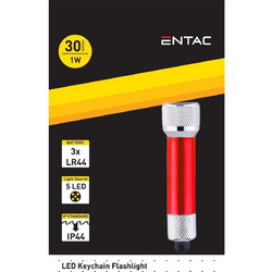 Entac Red Φακός Μπρελόκ Μπαταρίας Led Αδιάβροχος IP44 30lm