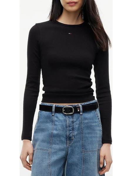 TOMMY JEANS TJW SLIM ESSENTIAL RIB LS DW0DW17387-BDS Black