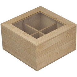Κουτί 4 θέσεων για τσάι με γυάλινο καπάκι 15x15x8,4εκ