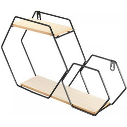 Ράφι επιτοίχιο Nextdeco minimal εξάγωνο μαύρο Υ25x25x12εκ