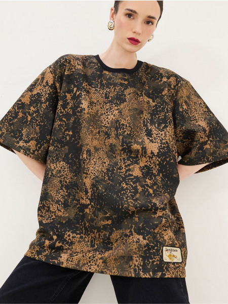 Hemithea Cheetah Oversized T-Shirt Born From Dreams Brown / Black