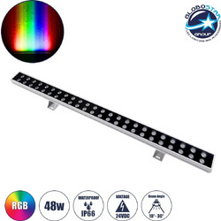 LED γραμμικό ντιμαριζόμενο φωτιστικό αρχιτεκτονικού φωτισμού RGB 100cm 48W BRIDGELUX SMD 4080lm 24V DC IP66 δέσμη 10-30 DMX - LK-90163