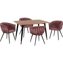 552509 ΣΕΤ ΤΡΑΠΕΖΑΡΙΑΣ 5ΤΜΧ ALIZA HM12122.01 MDF TOP ΣΕ ΦΥΣΙΚΟ-ΣΑΠΙΟ ΜΗΛΟ ΒΕΛΟΥΔΟ