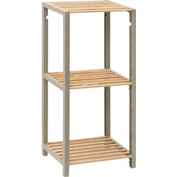 Ραφιέρα δαπέδου - Κομοδίνο ξύλινο - πλαστικό χρώμα φυσικό - μπεζ 37x29x79εκ. 0243597