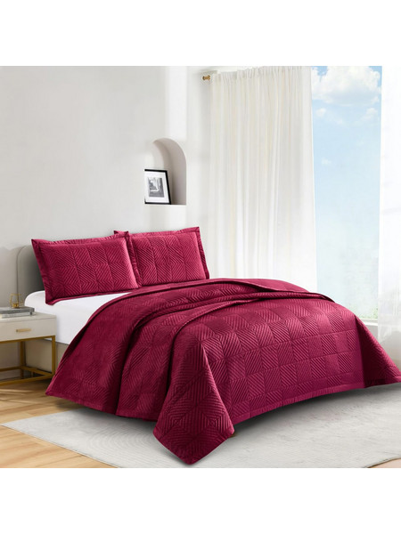 Σετ Κουβερλί Ημίδιπλο 180x240cm Luxury Velvet Palmira Burgundy