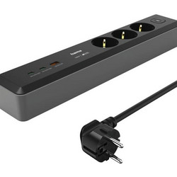Πολύπριζο με USB Hama 3 nests SCHUKO, 1,4M, 2 USB-C, 1 USB-A, Power Delivery, 100W