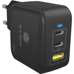 Icy Box Φορτιστής Χωρίς Καλώδιο με Θύρα USB-A & 2 Θύρες USB-C 65W Power Delivery Black