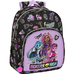Safta Monster High Creep Σχολική Τσάντα Πλάτης Νηπιαγωγείου Μαύρη Μωβ 612398609