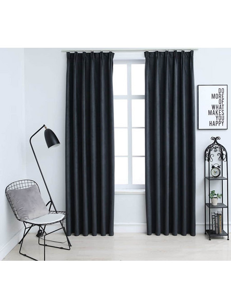 Vidaxl Σετ Κουρτίνες Συσκότισης με Γάντζους 140x245 2τμχ 134463